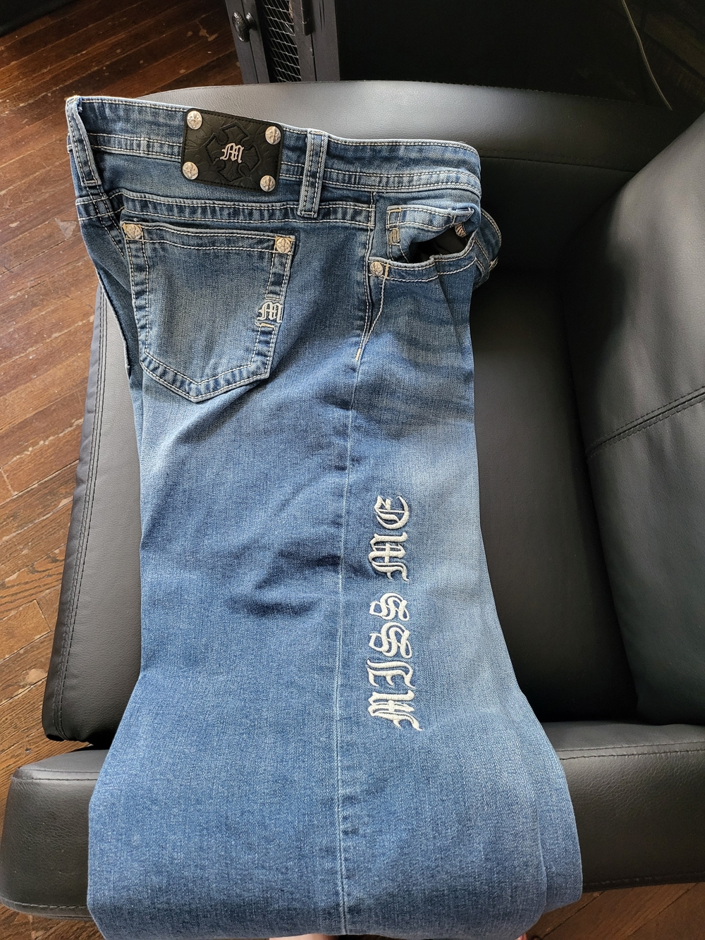 Miss Me Women's Blue Embroidered Bootcut Jeans